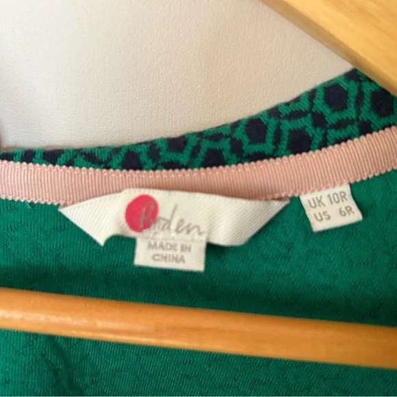 Boden Green Patterned Wide Neck Tailored Top - Picture 2 of 4